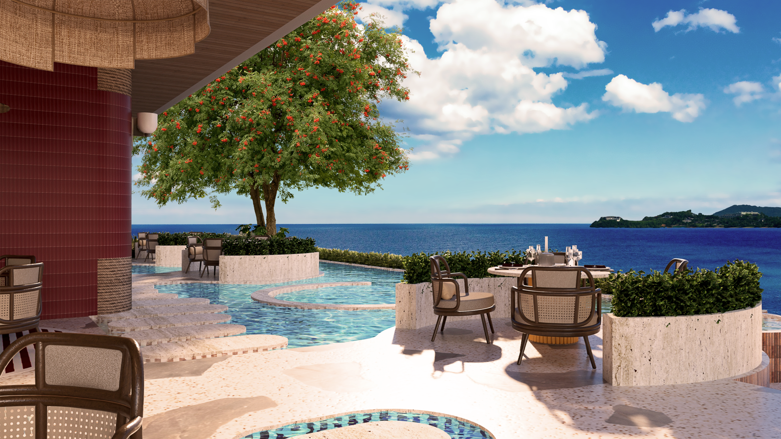 Luxury outdoor dining terrace