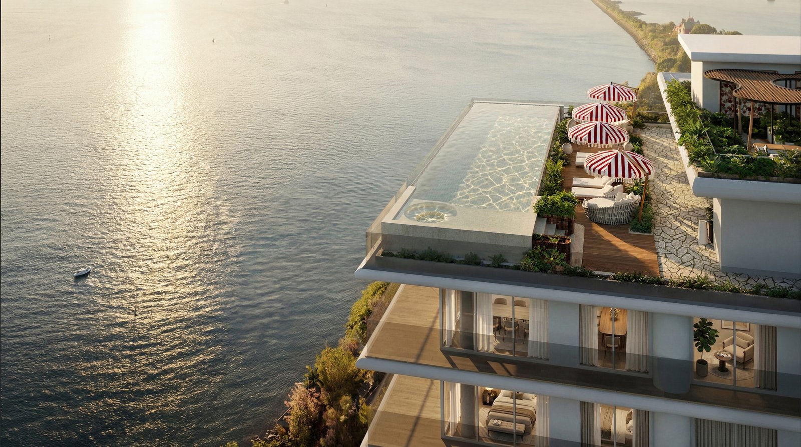 Ocean view rooftop pool terrace