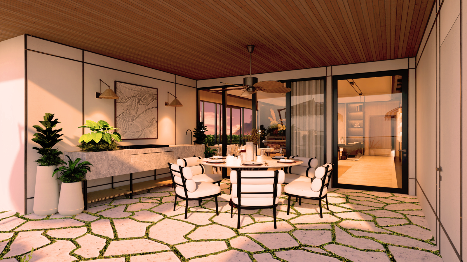 Rooftop garden relaxation area