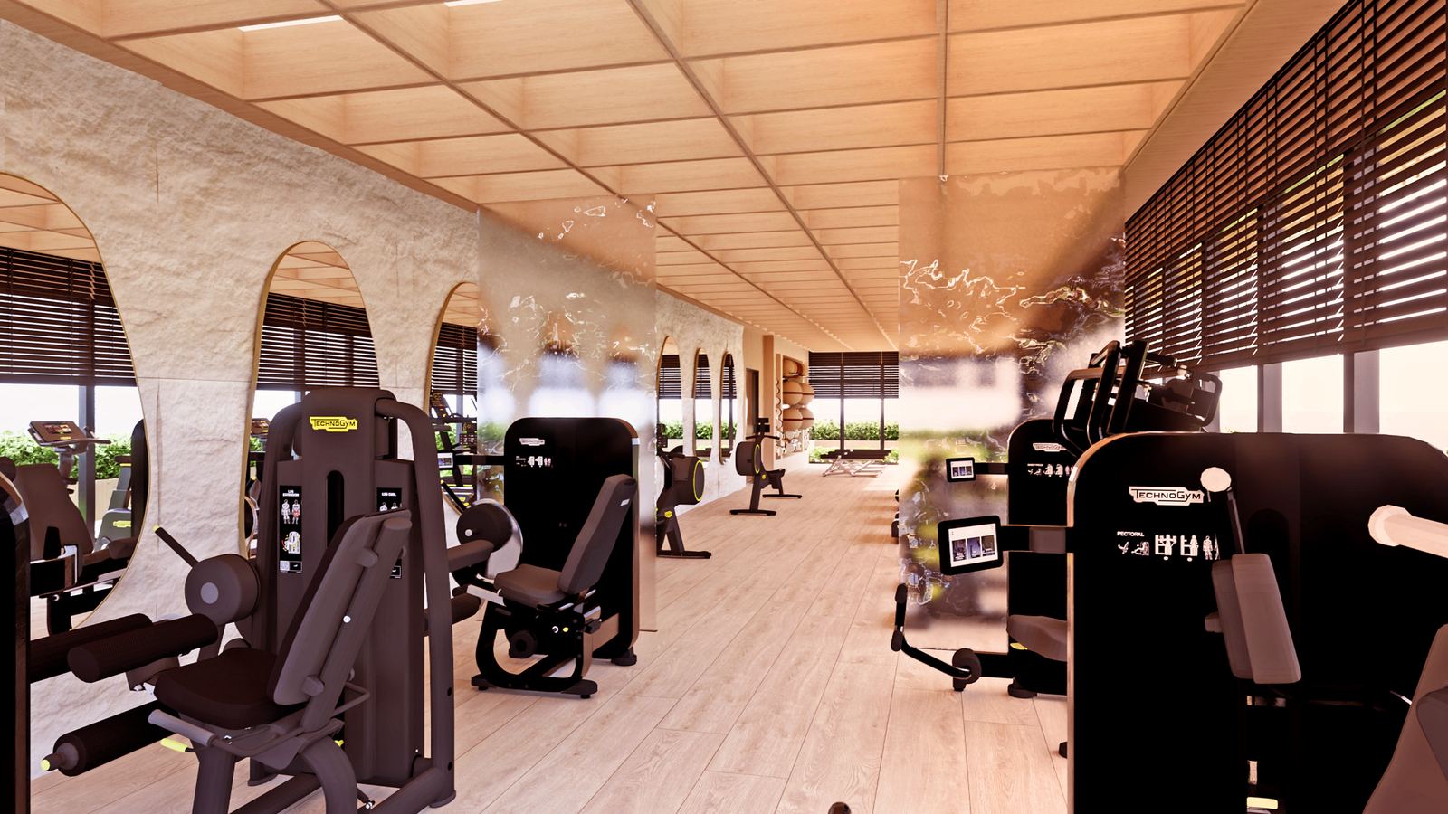 Luxury gym equipment area