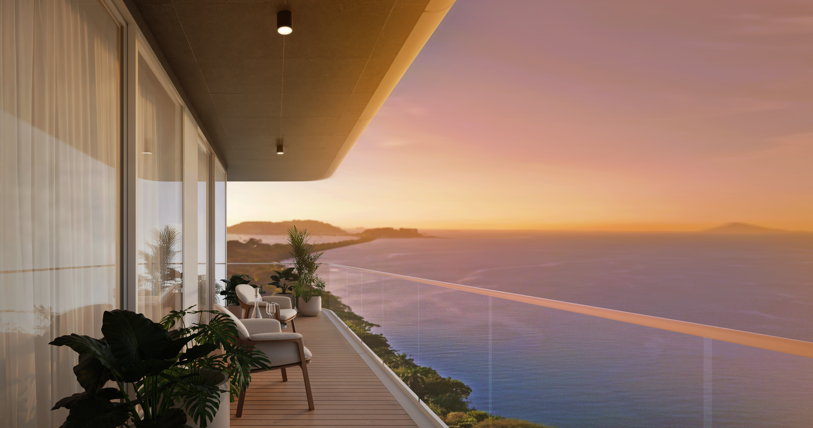 Ocean view luxury apartment balcony