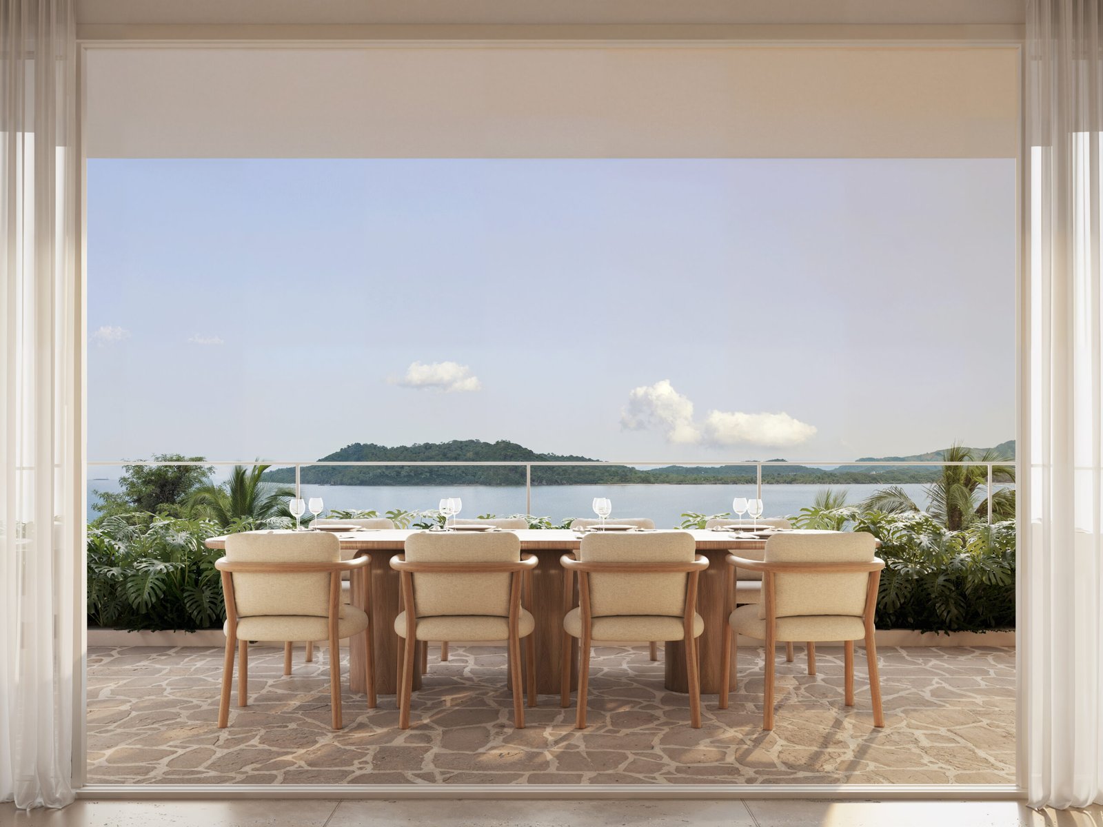Ocean view outdoor dining space