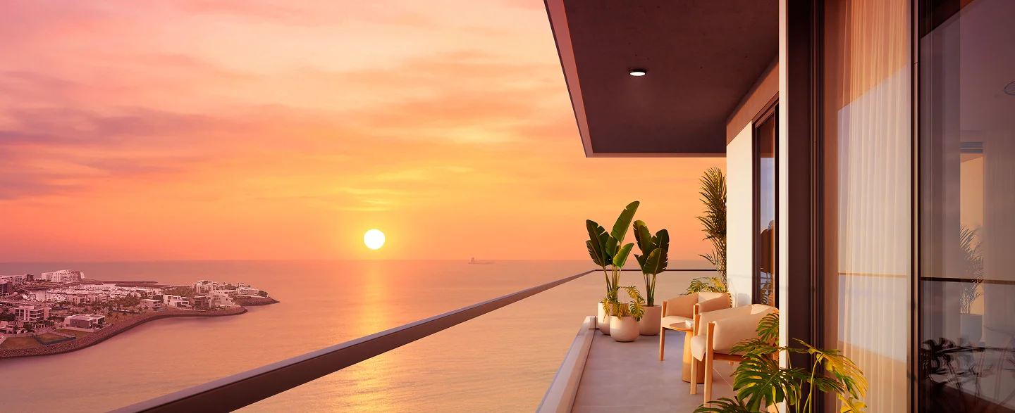 Sunset ocean view balcony