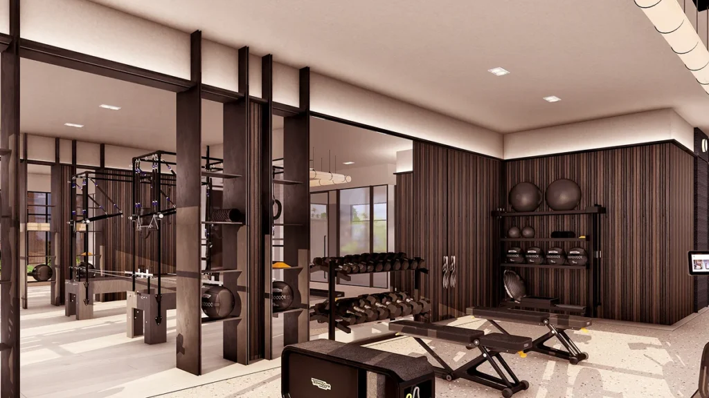 Luxury residential fitness center interior